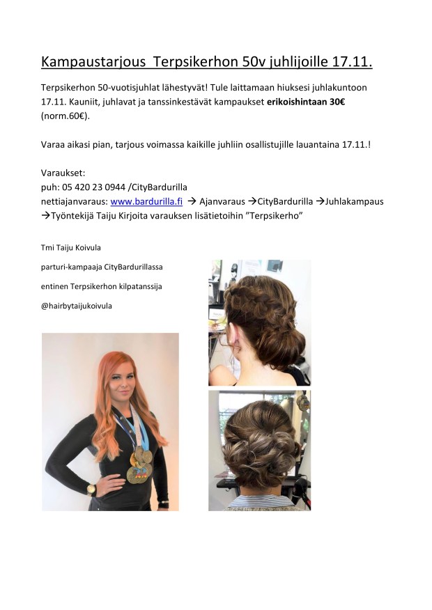 Kampaustarjous Terpsikerhon 50v juhlijoille 17